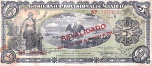 Gallery image for Mexico, Revolutionary pS702b: 5 Pesos