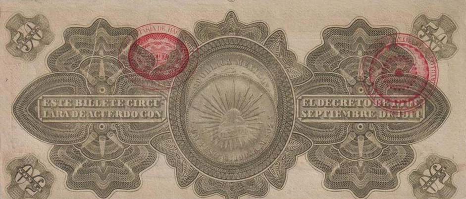 Back of Mexico, Revolutionary pS707e: 50 Pesos from 1914