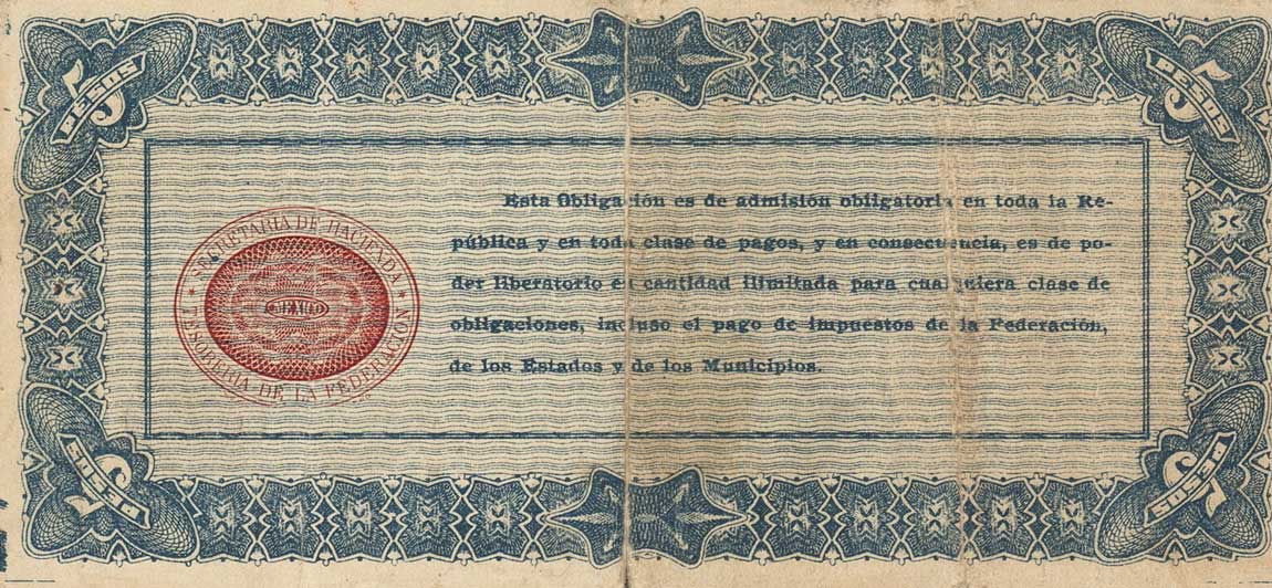 Back of Mexico, Revolutionary pS713A: 5 Pesos from 1914