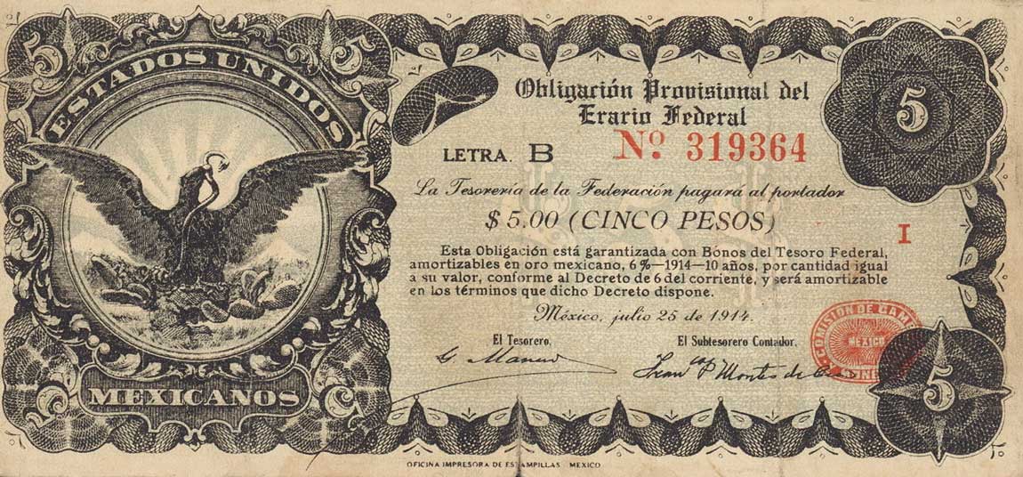 Front of Mexico, Revolutionary pS713A: 5 Pesos from 1914