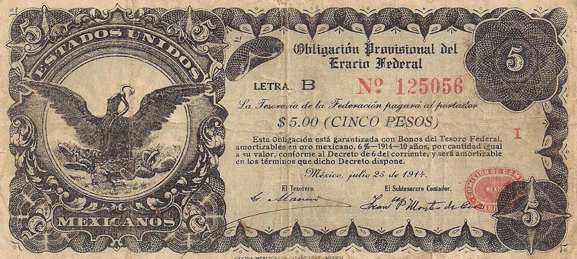 Front of Mexico, Revolutionary pS714: 5 Pesos from 1914