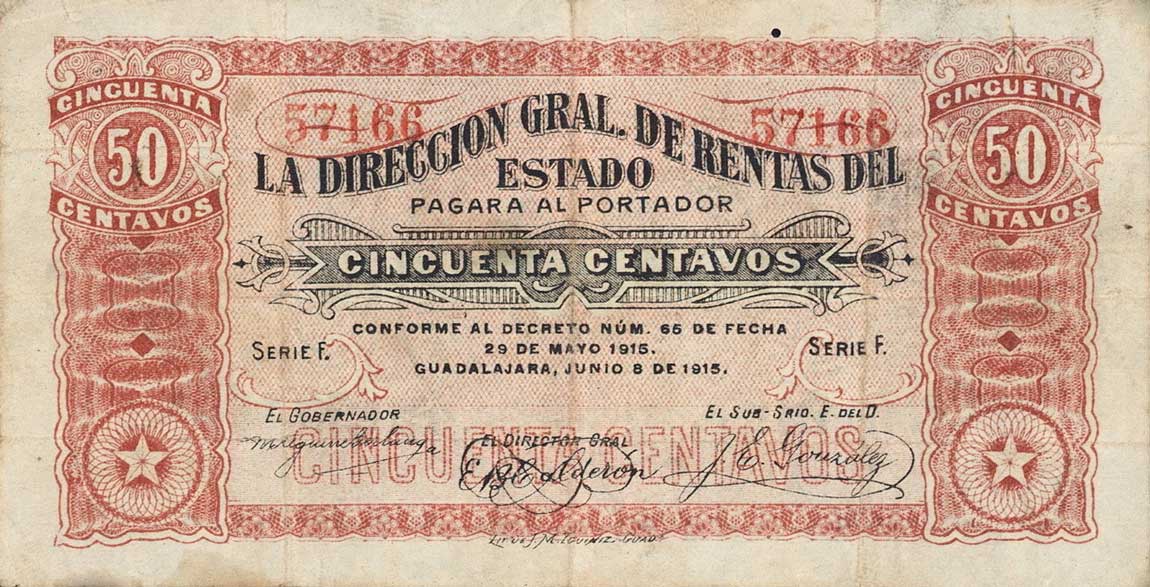 Front of Mexico, Revolutionary pS859: 50 Centavos from 1915