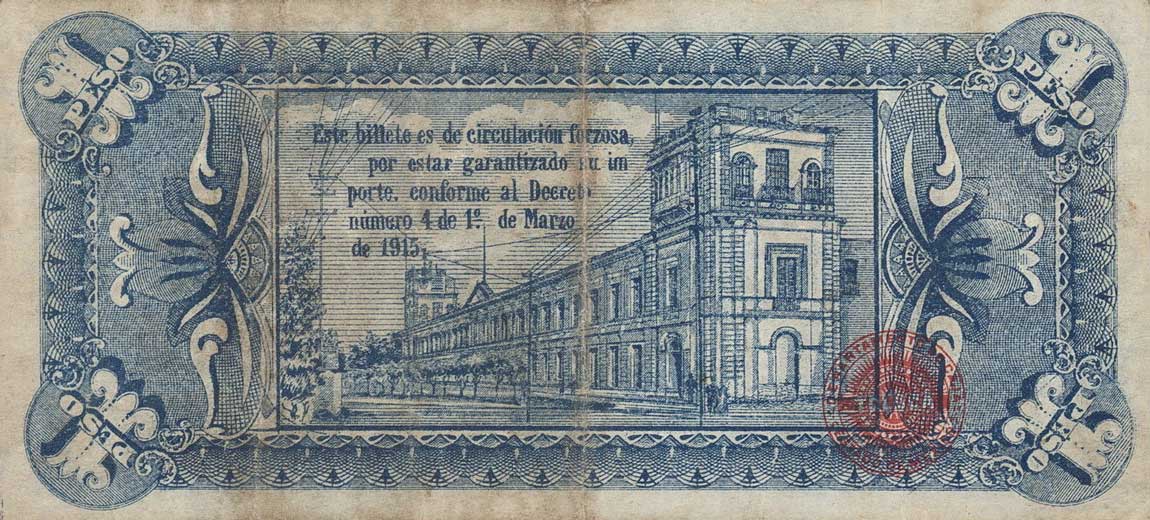 Back of Mexico, Revolutionary pS881: 1 Peso from 1915