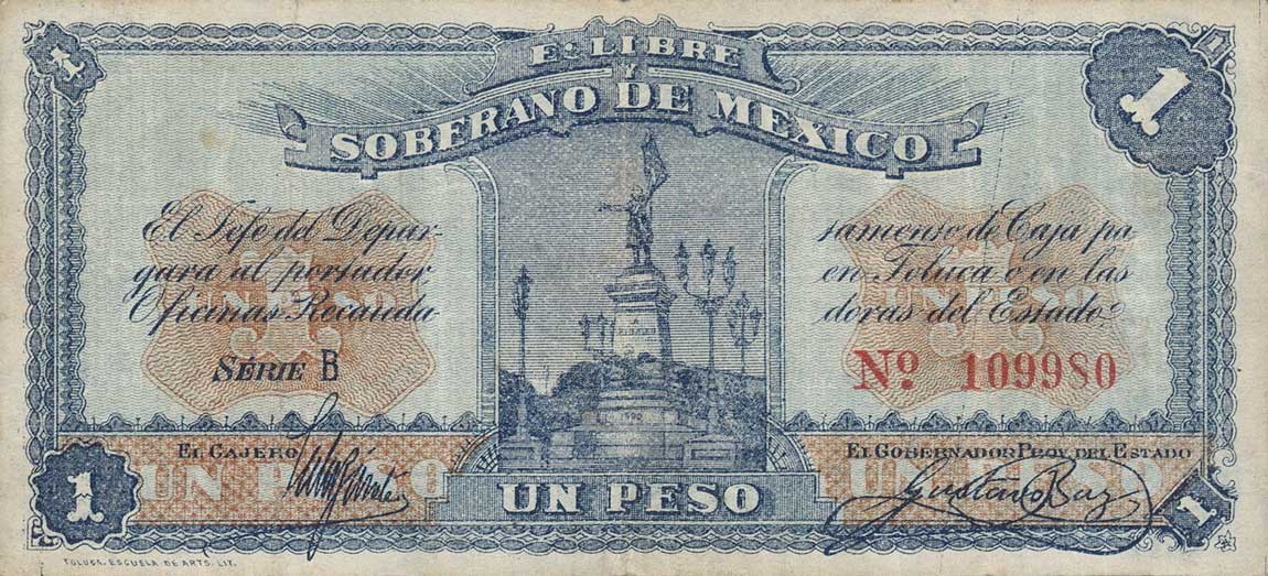 Front of Mexico, Revolutionary pS881: 1 Peso from 1915