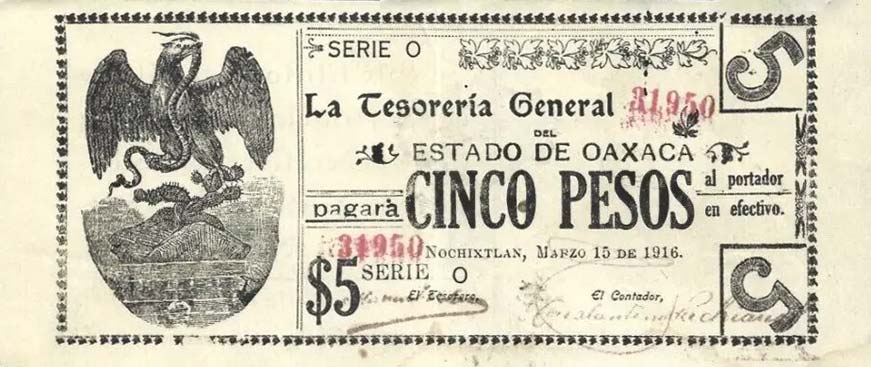 Front of Mexico, Revolutionary pS954: 5 Pesos from 1915