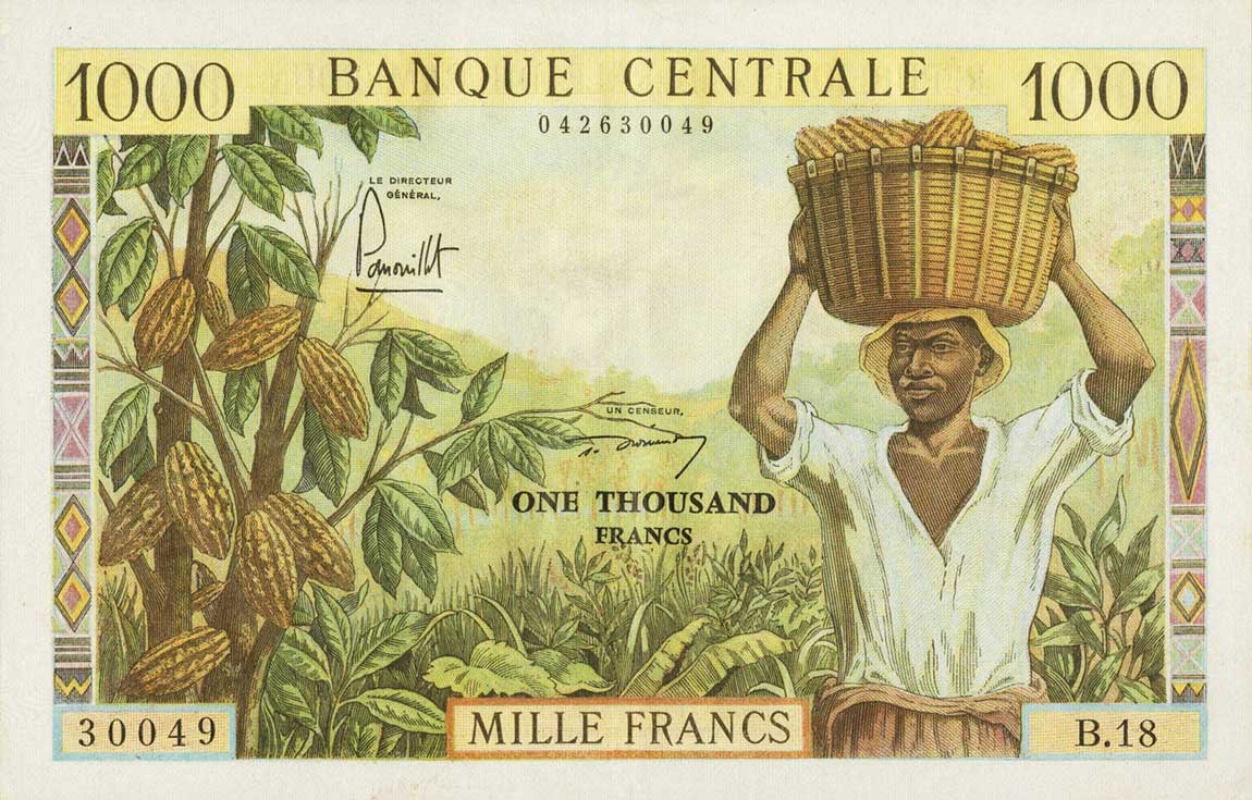 Front of Cameroon p12b: 1000 Francs from 1962