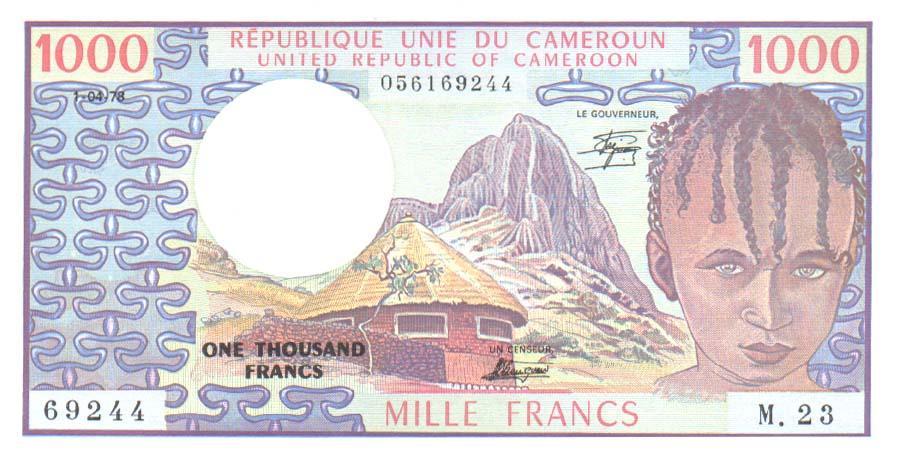 Front of Cameroon p16c: 1000 Francs from 1978