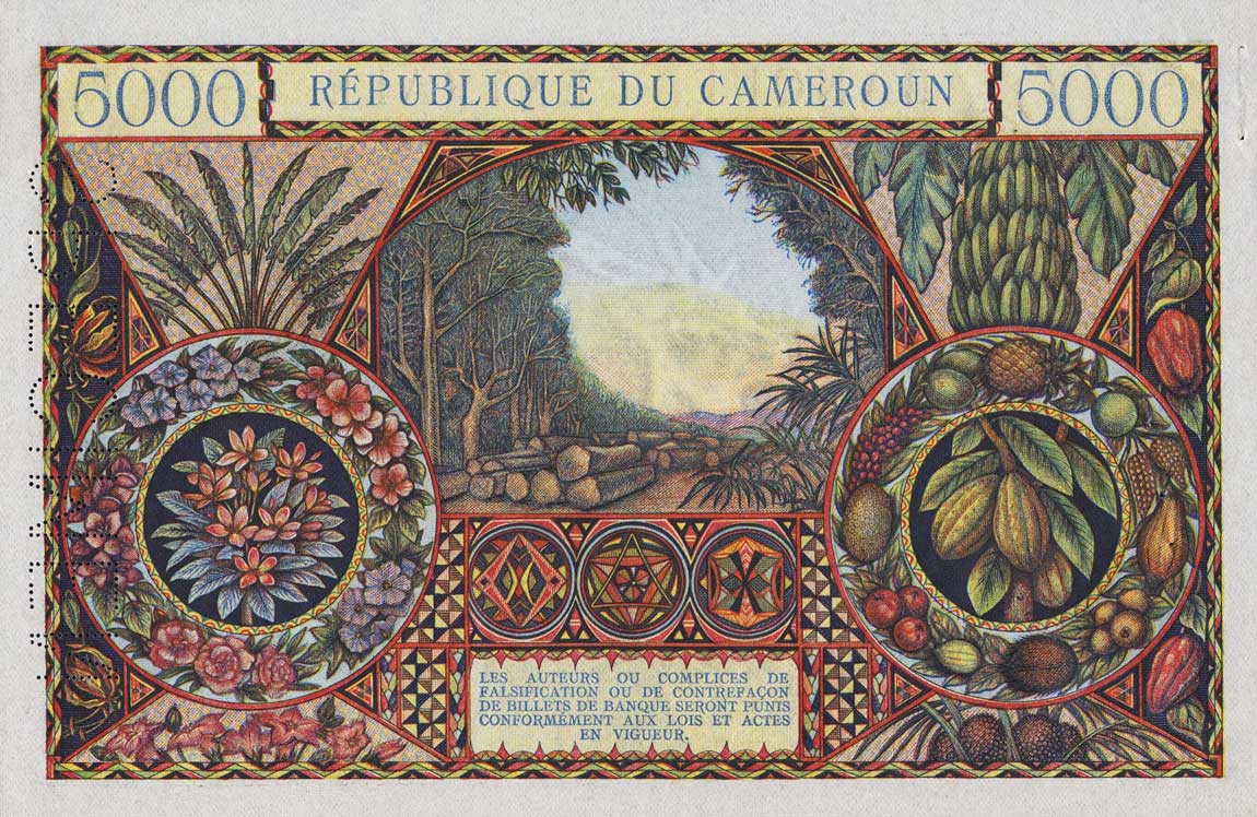 Back of Cameroon p8s: 5000 Francs from 1961