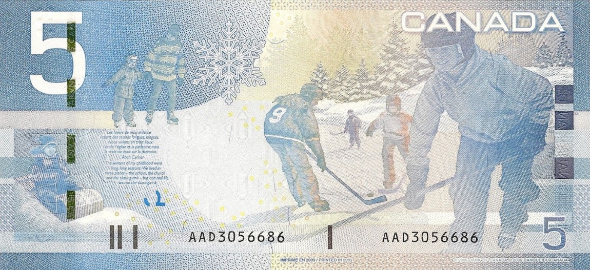 Back of Canada p101Ac: 5 Dollars from 2009