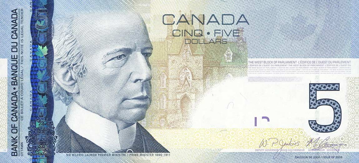 Front of Canada p101Ad: 5 Dollars from 2010