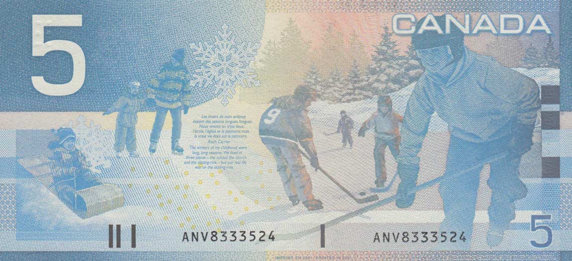 Back of Canada p101a: 5 Dollars from 2002