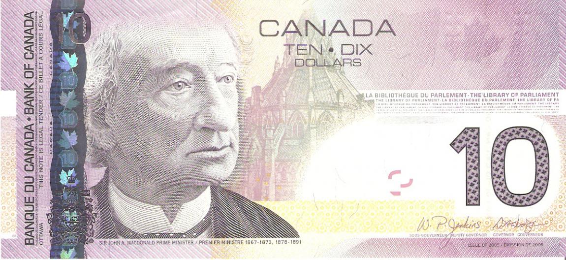 Front of Canada p102Ab: 10 Dollars from 2005