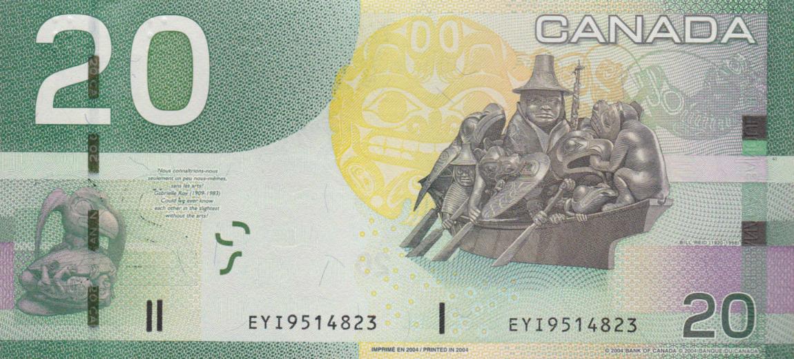 Back of Canada p103a: 20 Dollars from 2004