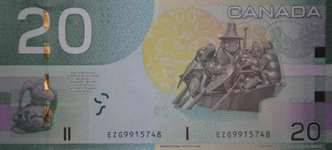 Back of Canada p103c: 20 Dollars from 2006