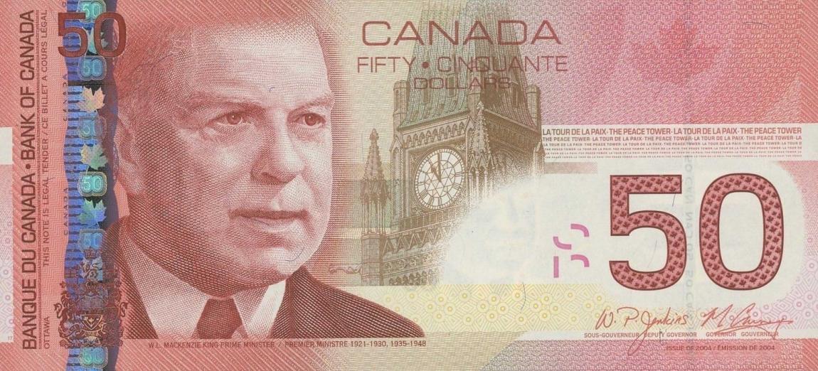 Front of Canada p104b: 50 Dollars from 2006