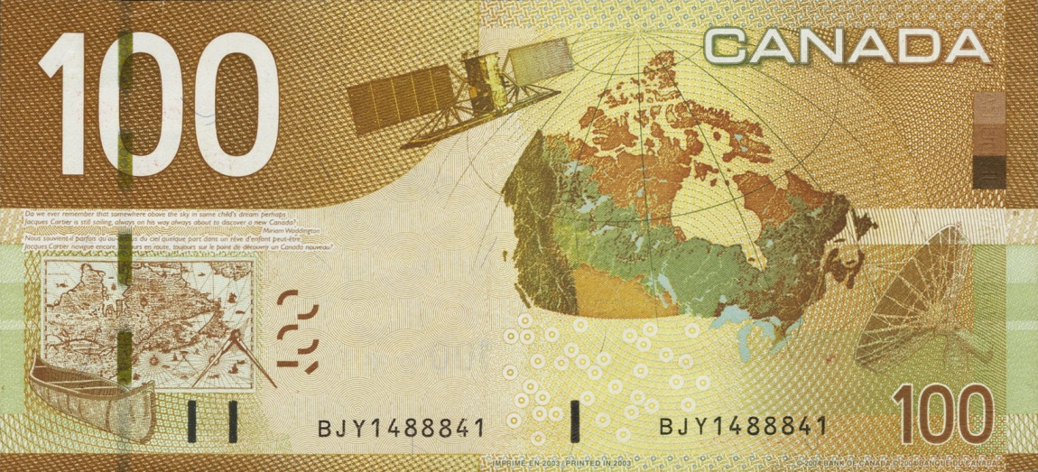 Back of Canada p105a: 100 Dollars from 2004