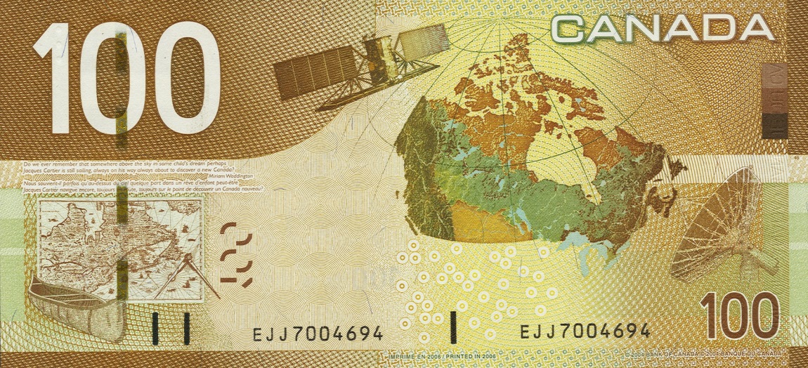 Back of Canada p105c: 100 Dollars from 2006