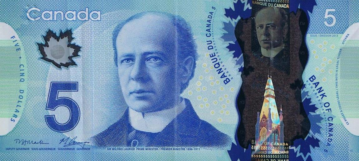 Front of Canada p106a: 5 Dollars from 2013