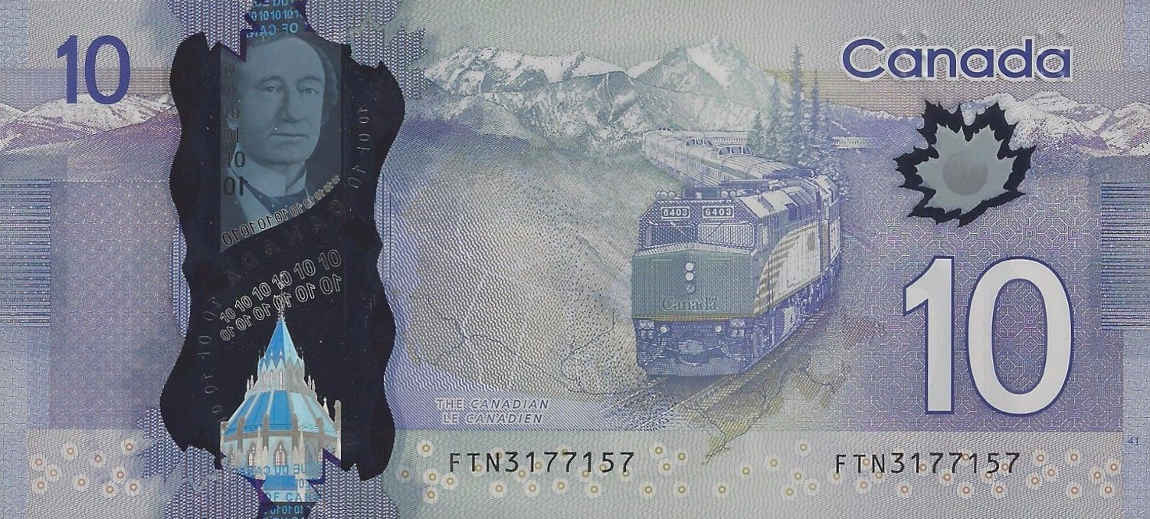 Back of Canada p107b: 10 Dollars from 2013