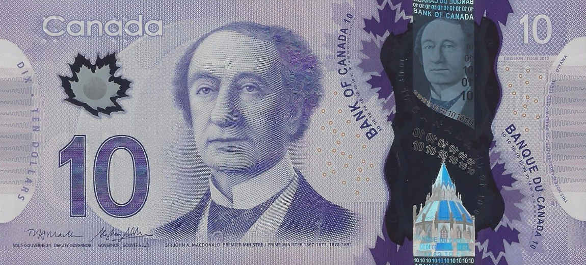 Front of Canada p107b: 10 Dollars from 2013