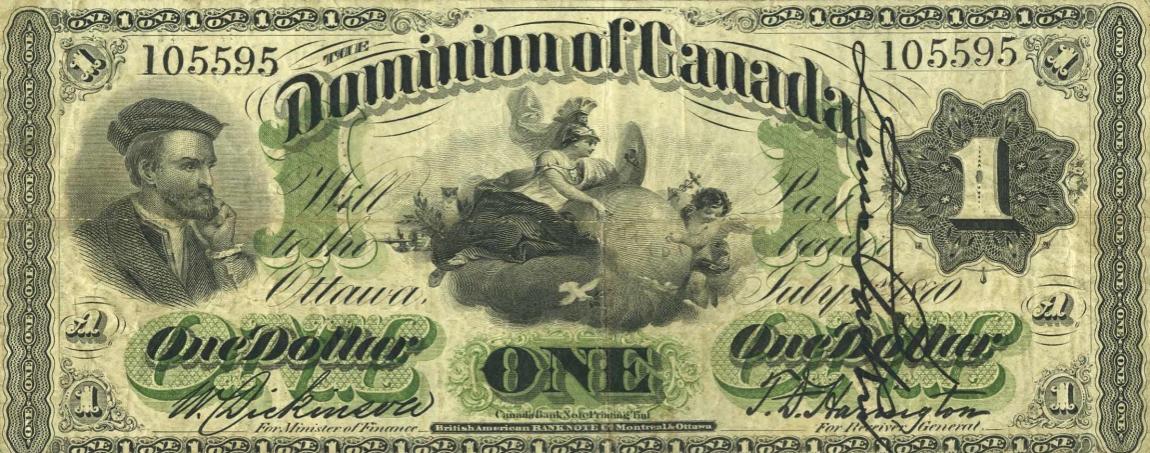 Front of Canada p12d: 1 Dollar from 1870