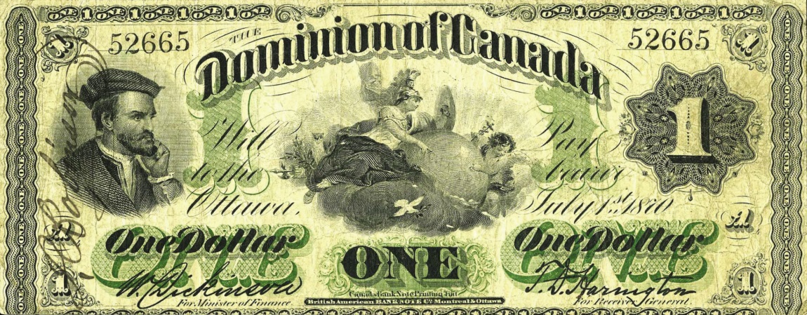 Front of Canada p12e: 1 Dollar from 1870