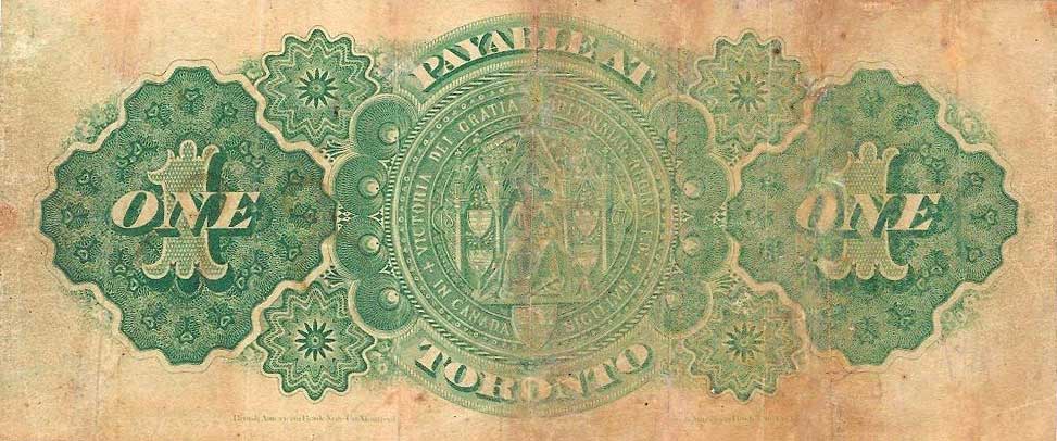 Back of Canada p17b: 1 Dollar from 1878