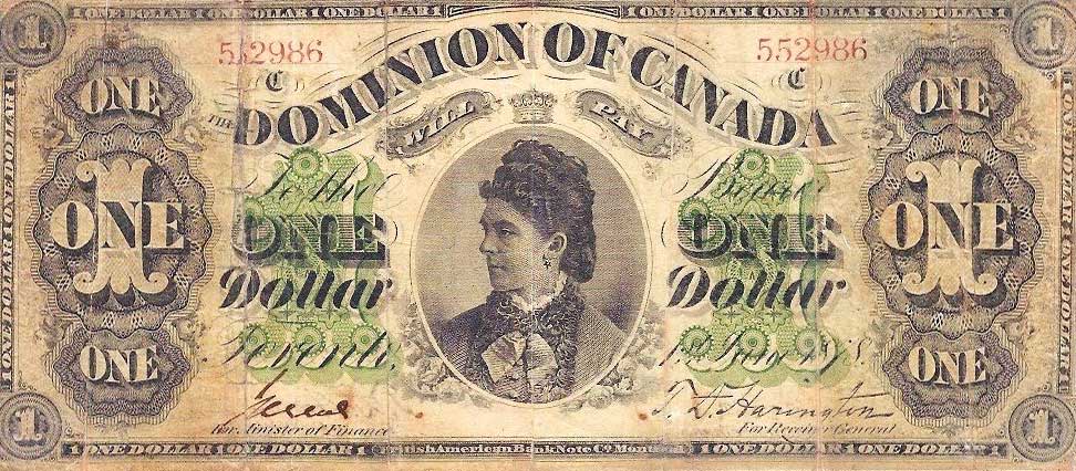 Front of Canada p17b: 1 Dollar from 1878