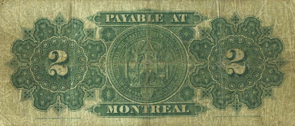 Back of Canada p19a: 2 Dollars from 1878