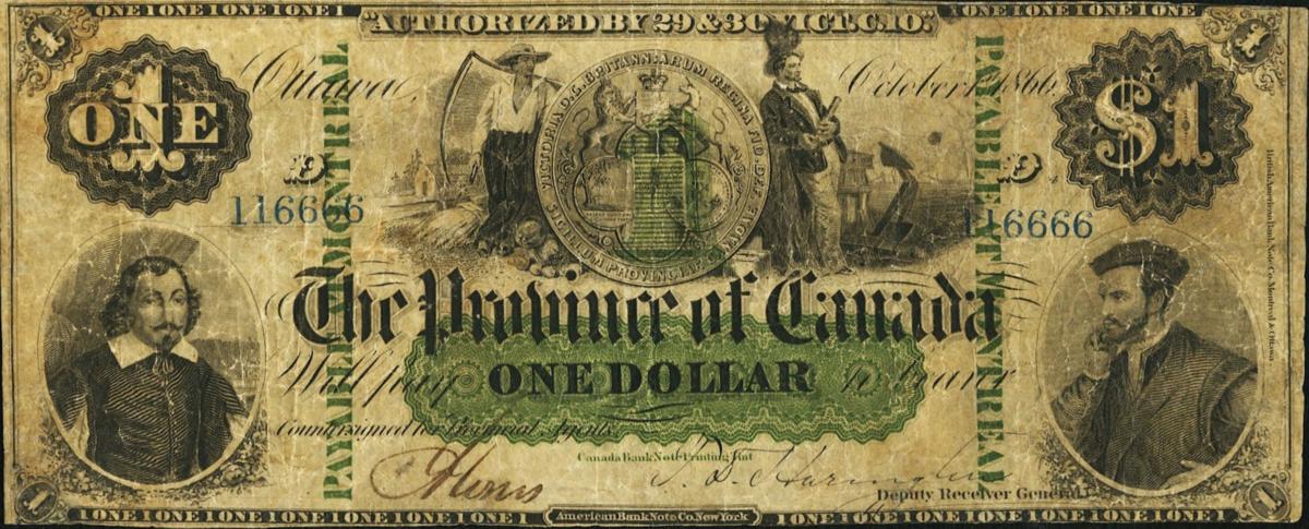 Front of Canada p1a: 1 Dollar from 1866