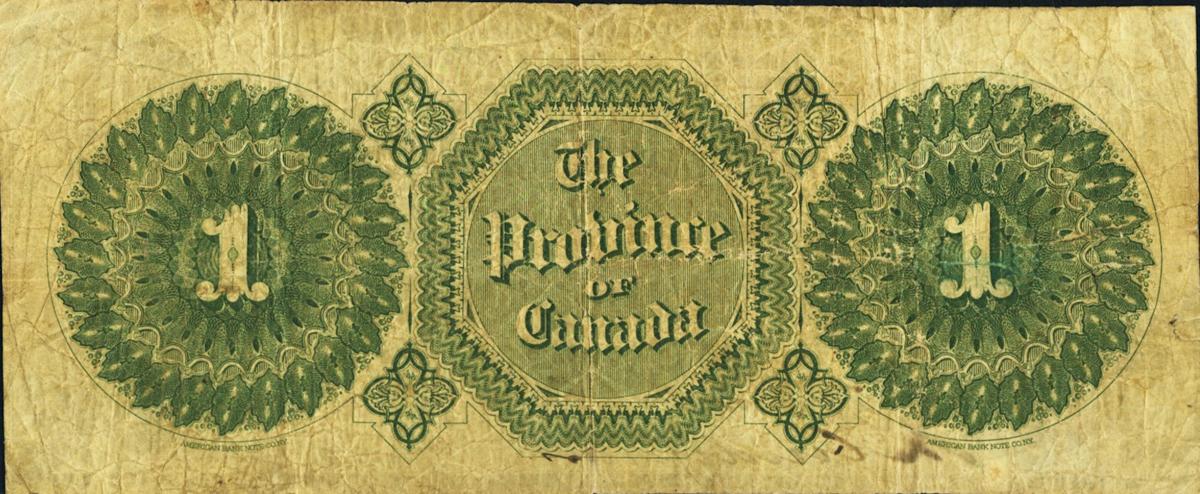 Back of Canada p1c: 1 Dollar from 1866