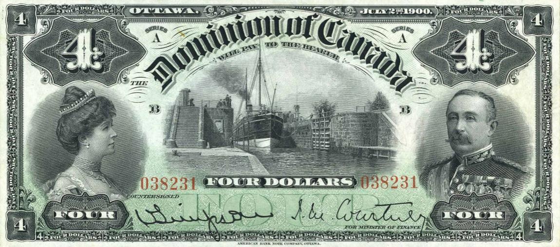 Front of Canada p25: 4 Dollars from 1900