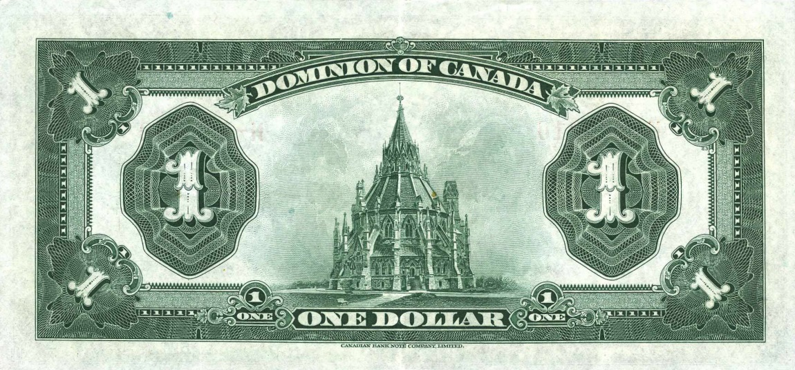 Back of Canada p33c: 1 Dollar from 1923