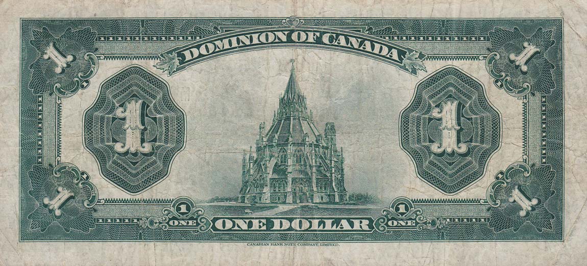 Back of Canada p33d: 1 Dollar from 1923