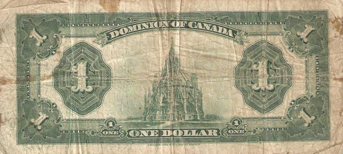 Back of Canada p33f: 1 Dollar from 1923