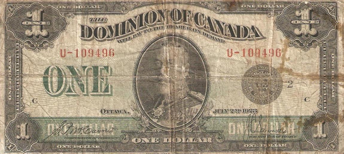 Front of Canada p33f: 1 Dollar from 1923