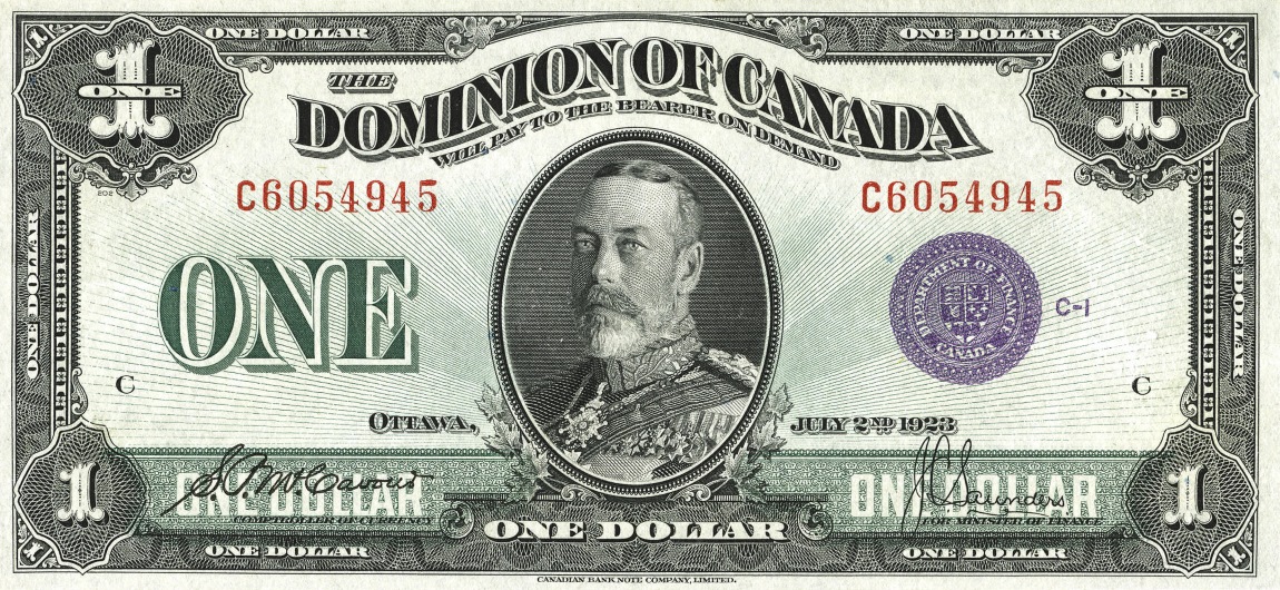 Front of Canada p33k: 1 Dollar from 1923