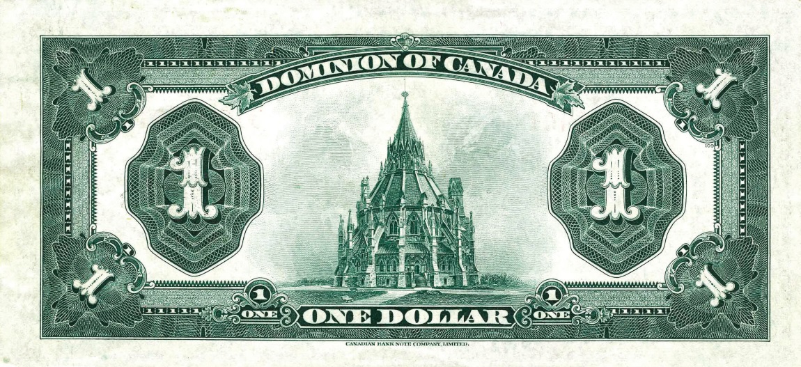 Back of Canada p33m: 1 Dollar from 1923