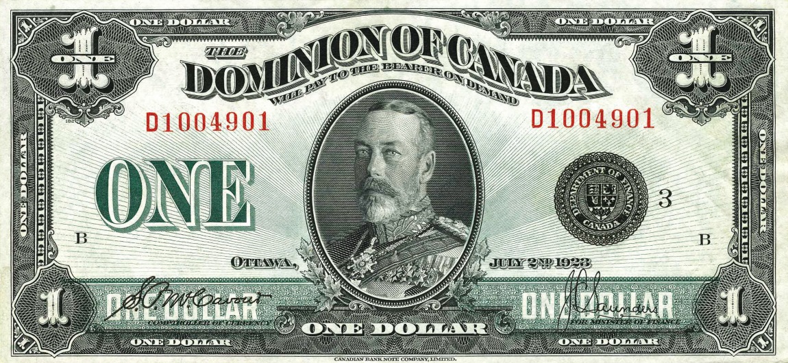 Front of Canada p33m: 1 Dollar from 1923