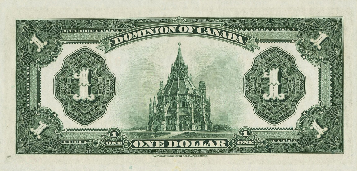 Back of Canada p33n: 1 Dollar from 1923