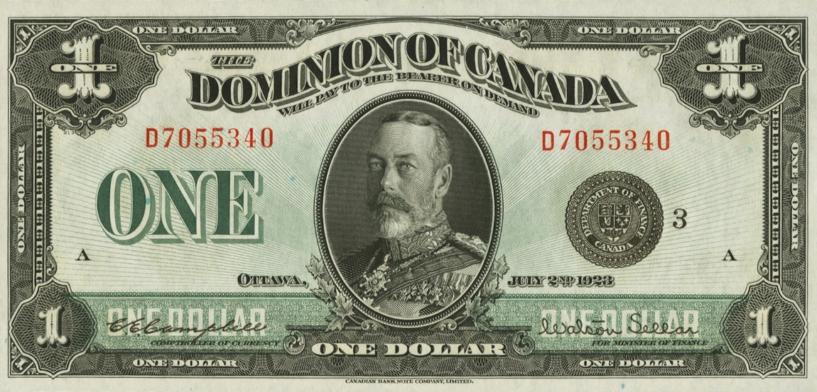 Front of Canada p33n: 1 Dollar from 1923