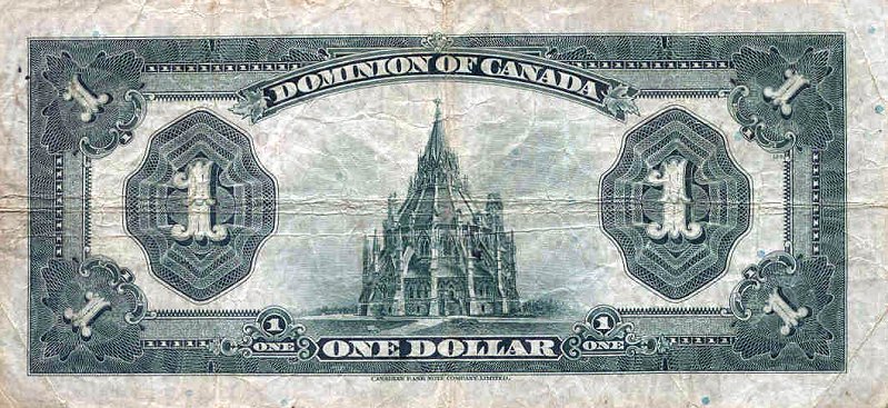 Back of Canada p33o: 1 Dollar from 1923