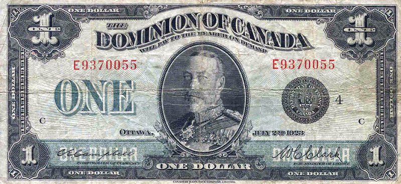 Front of Canada p33o: 1 Dollar from 1923