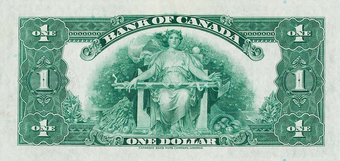 Back of Canada p38: 1 Dollar from 1935