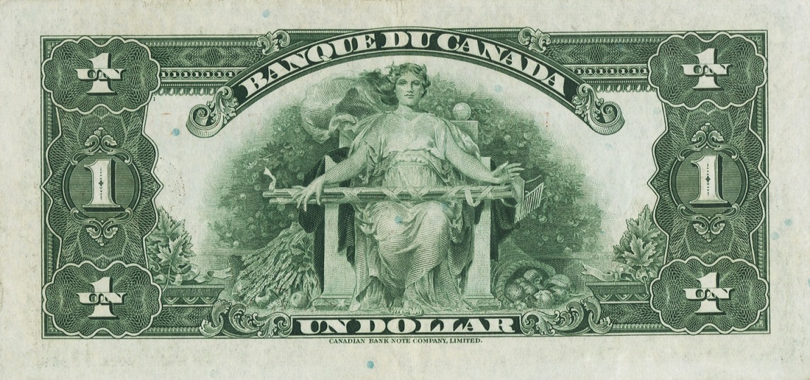 Back of Canada p39a: 1 Dollar from 1935