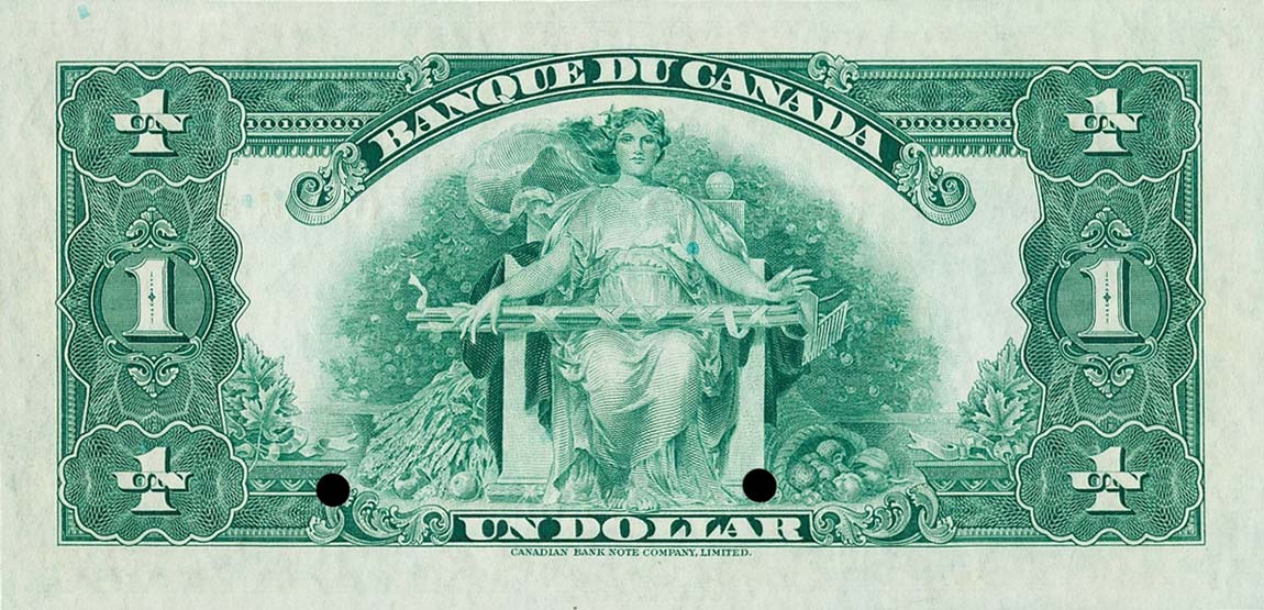 Back of Canada p39s: 1 Dollar from 1935