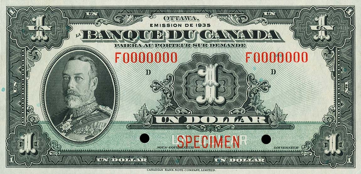 Front of Canada p39s: 1 Dollar from 1935