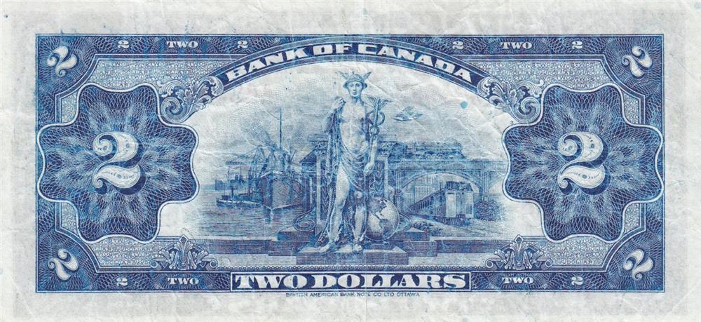 Back of Canada p40: 2 Dollars from 1935