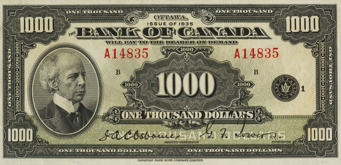 Front of Canada p56: 1000 Dollars from 1935