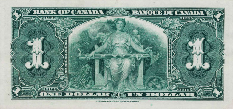 Back of Canada p58e: 1 Dollar from 1937